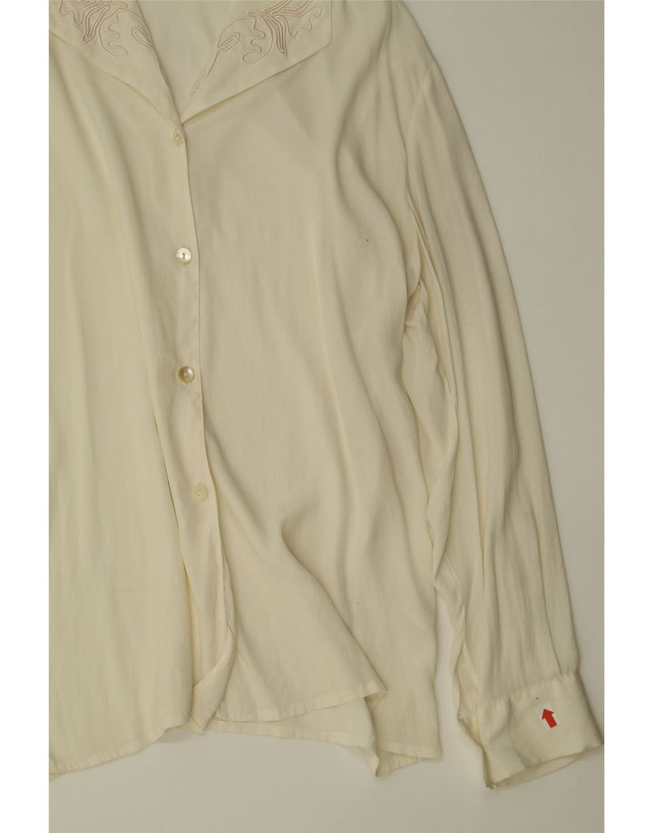 VINTAGE Womens Shirt Blouse IT 46 Large Off White Acetate Vintage Vintage and Second-Hand Vintage from Messina Hembry 