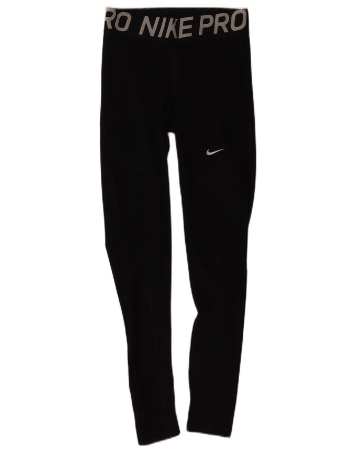 Nike Dame Dri Fit Grafiske Leggings UK 8 Lille Sort