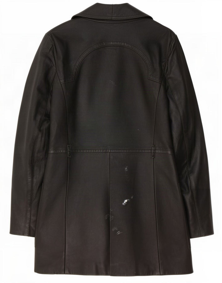 Vintage læderfrakke til kvinder UK 10 Small Black