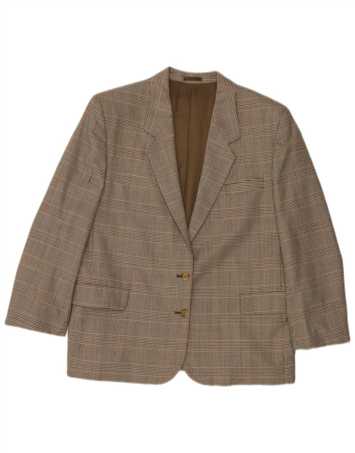 Burberrys Dame 2-knaps blazerjakke UK 14 Large Green Houndstooth Uld