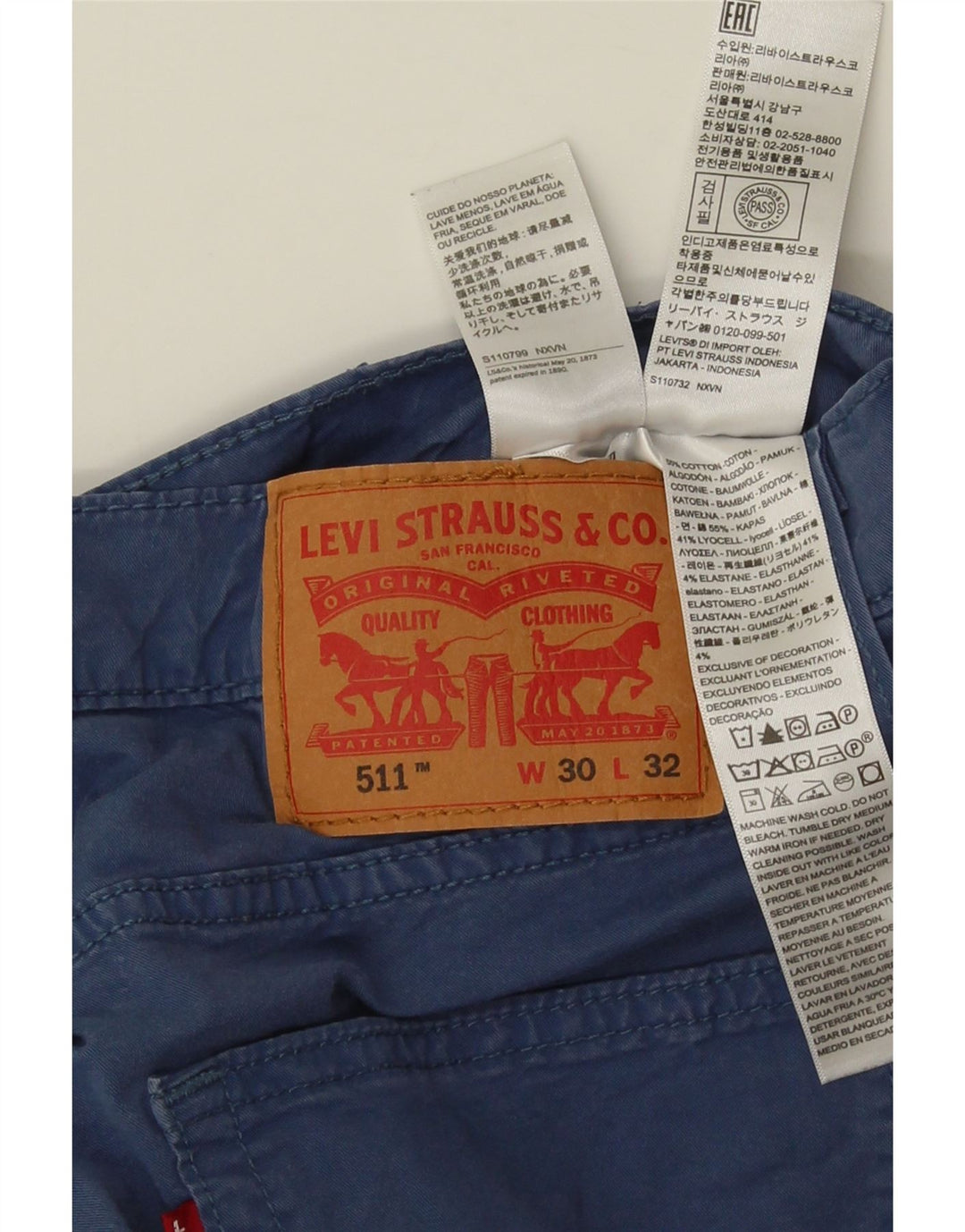 Levi's Herre 511 Slim Casual Bukser W30 L32 Blå Bomuld