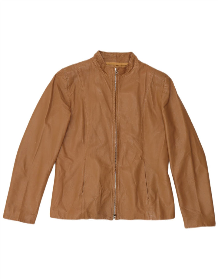 Vintage læderjakke til kvinder IT 48 XL beige læder