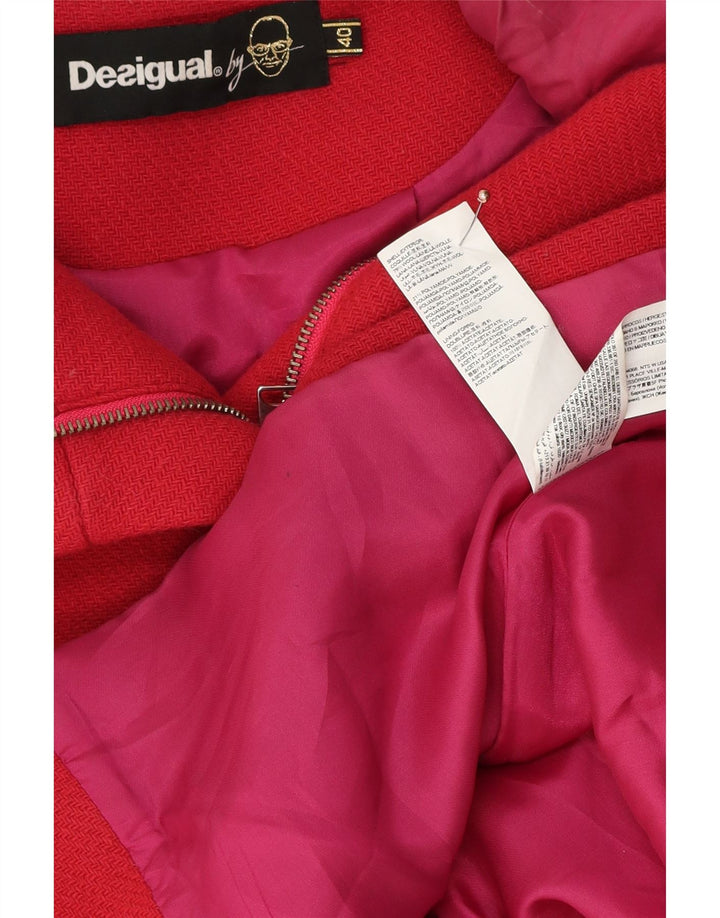 Desigual overfrakke med hætte til kvinder EU 40 Medium Pink Uld