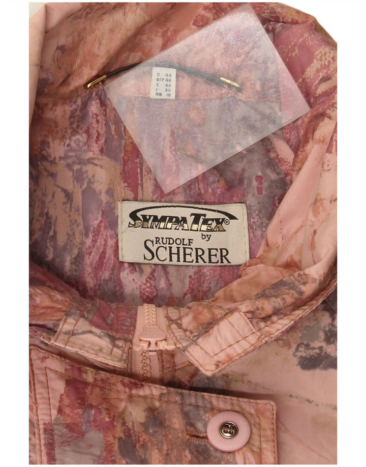Sympatex kvinders abstrakt mønster Oversized Windbreaker Coat UK 18 XL Pink