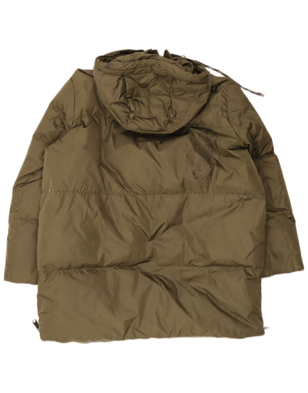 Zara Herre Hætte Loose Fit Polstret Jakke UK 36 Small Khaki Classic