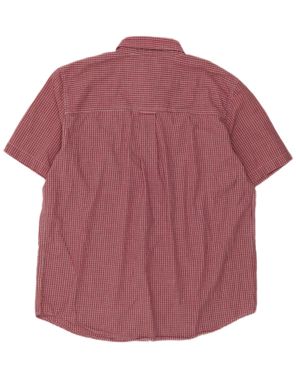Chaps Mens Short Sleeve Shirt Large Red Gingham Cotton