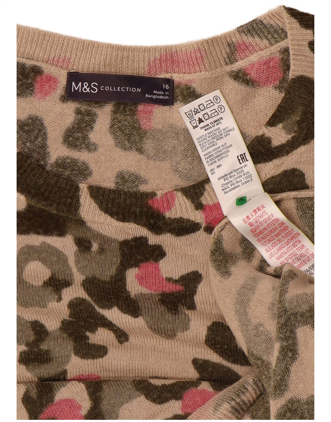 Marks & Spencer Dame Boat Neck Jumper Sweater UK 16 Large Beige