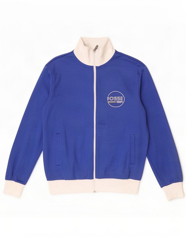 Vintage træningsdragt til mænd Topjakke Medium Blue Colourblock Bomuld