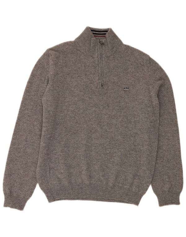 Henry Cottons Herre Zip Neck Jumper Sweater 2XL Grå Flecked New Wool