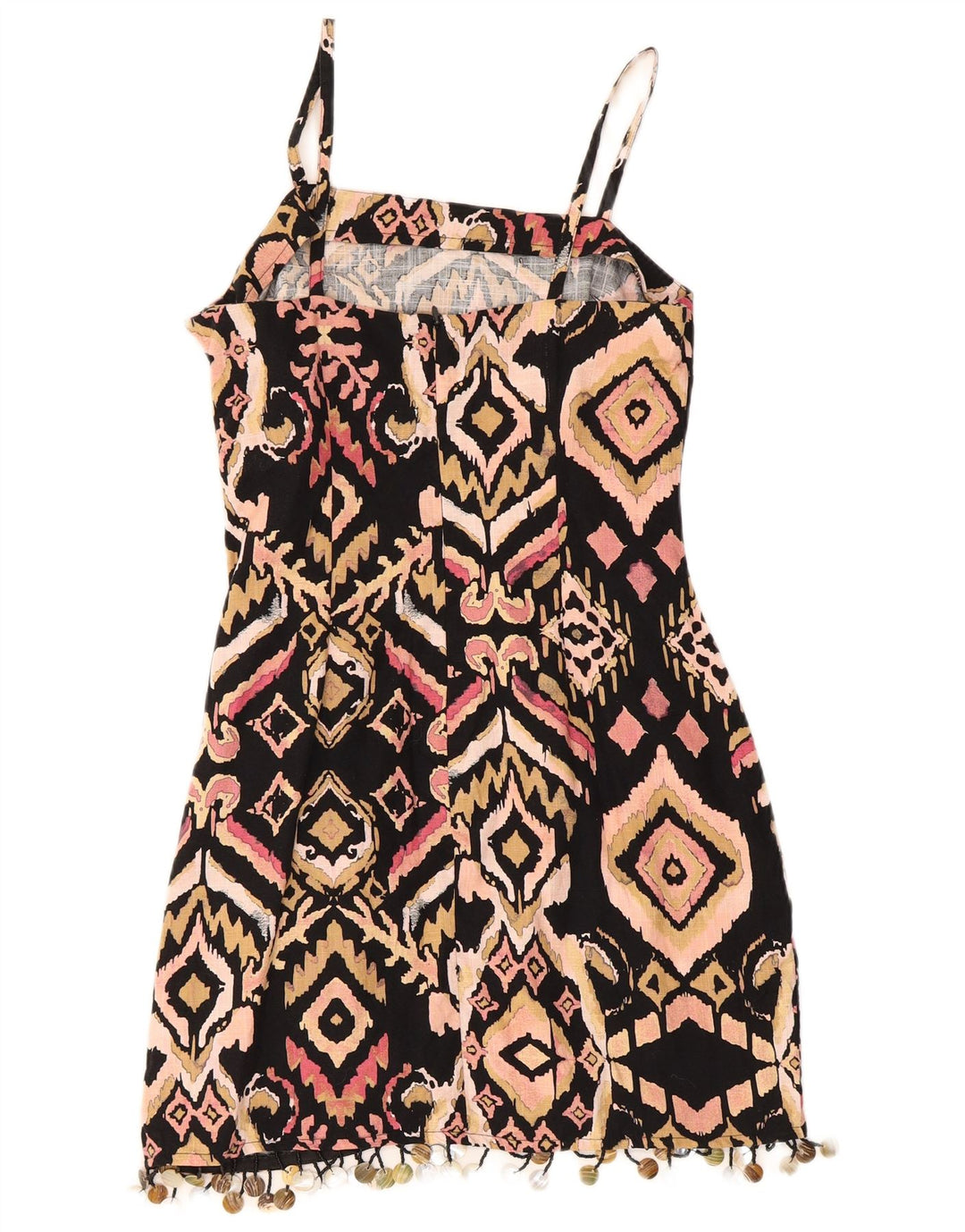 Zara Dame Solkjole UK 12 Medium Flerfarvet Ikat Bomuld