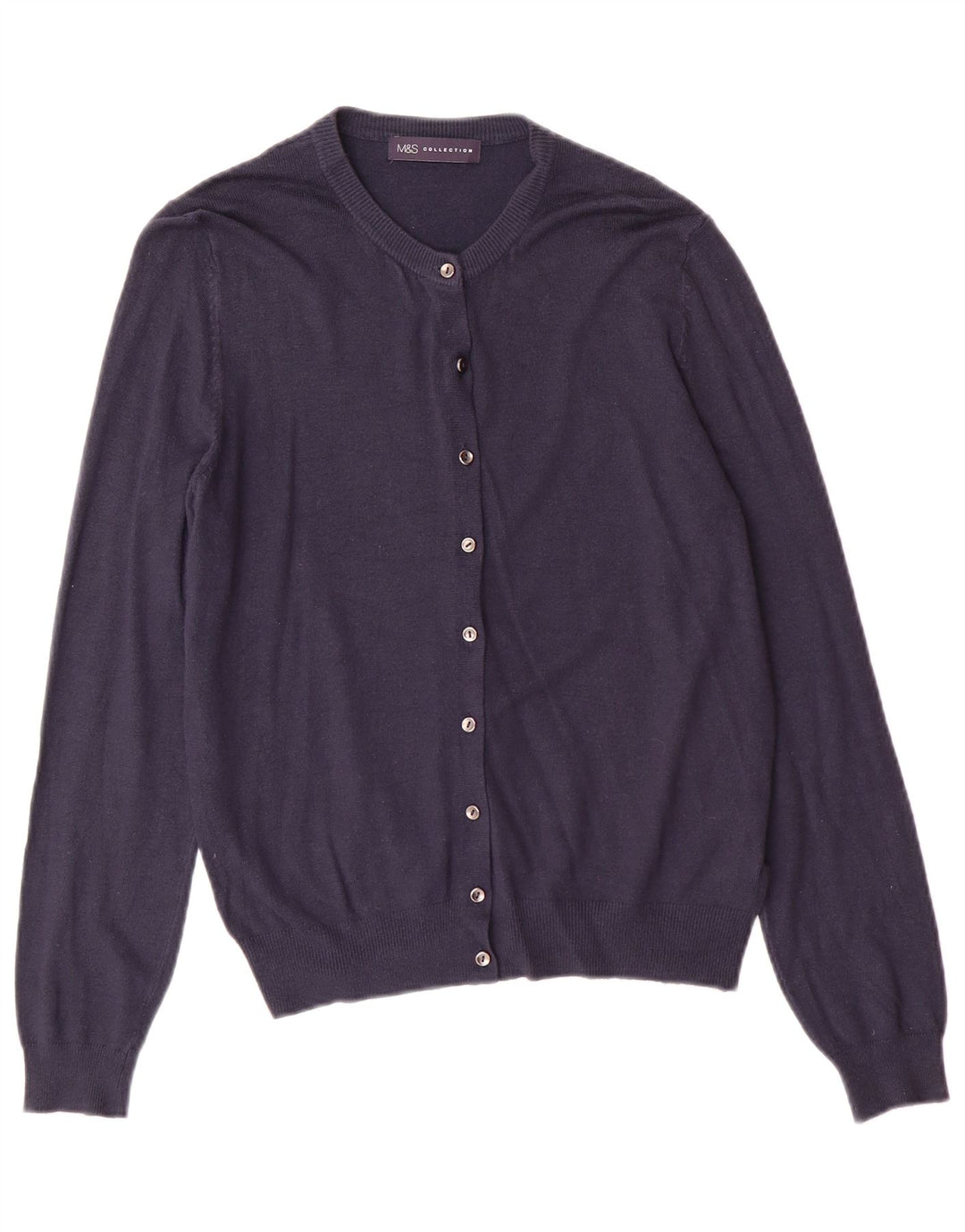 Marks & Spencer Dame Cardigan Sweater UK 14 Medium Navy Blue Classic