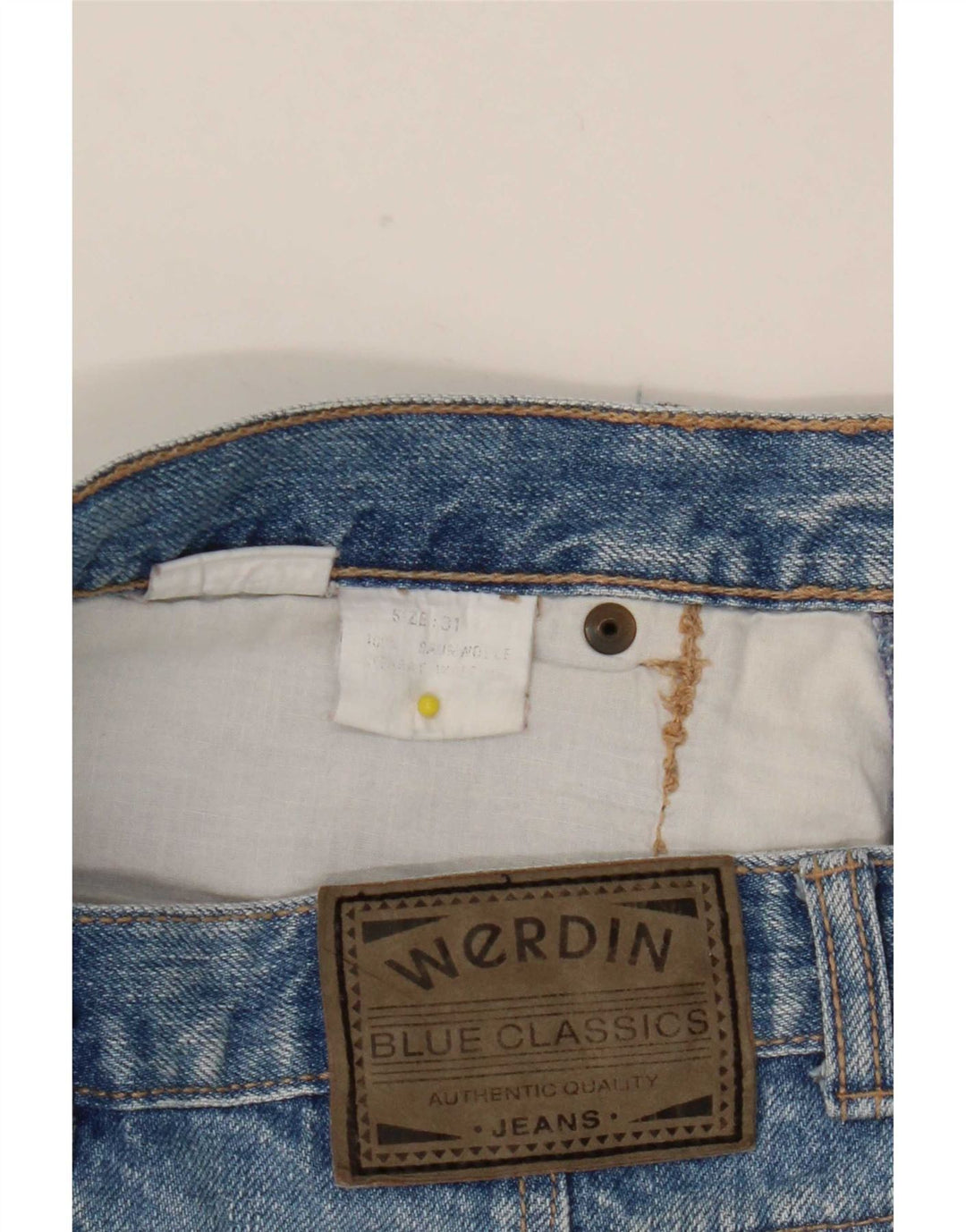 Vintage denimnederdel til kvinder W31 mellemblå bomuld