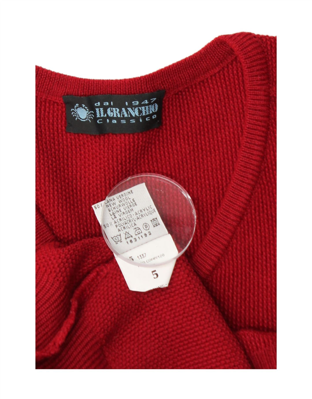 IL GRANCHIO Herre V-hals sweater Stor rød uld