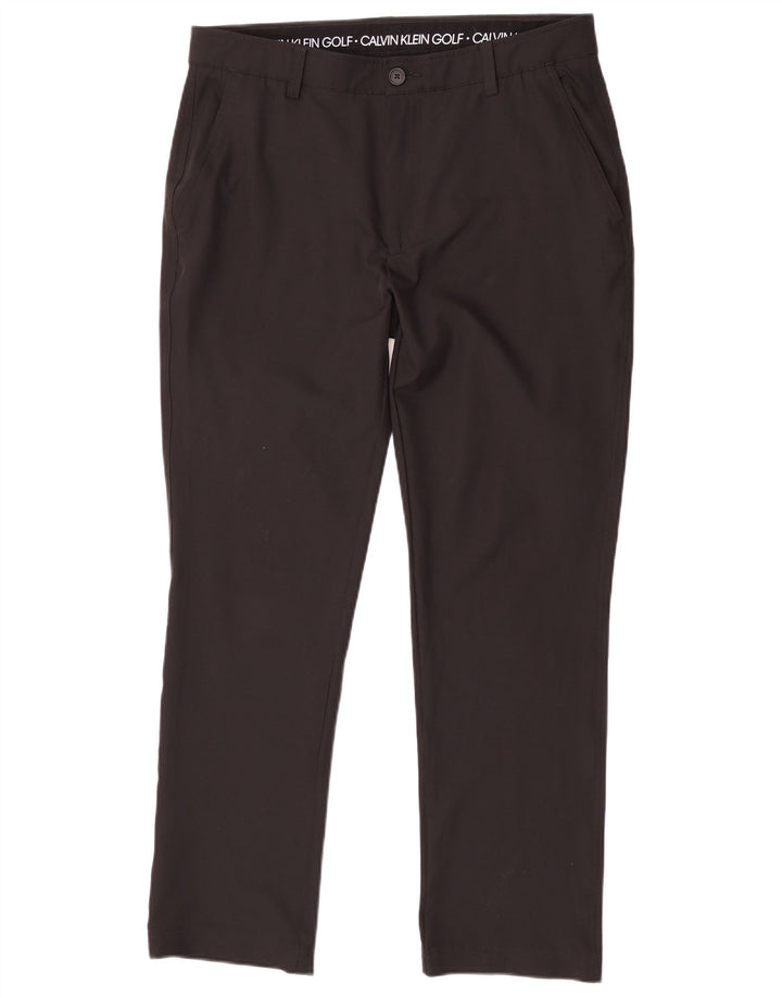Calvin Klein Lige Chinobukser til mænd W34 L31 Sort polyester