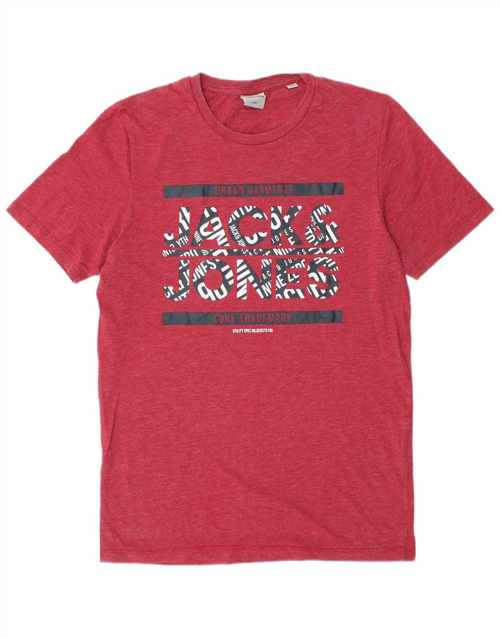 Jack & Jones Herre grafisk T-shirt Top Medium Rød Flecked Bomuld