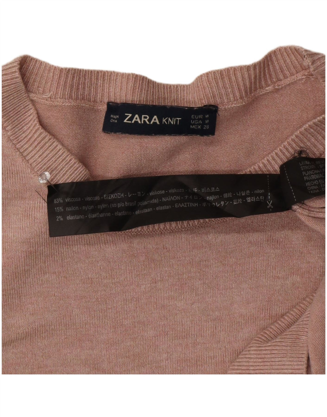 Zara Dame Boat Neck Jumper Sweater UK 12 Medium Pink Viscose
