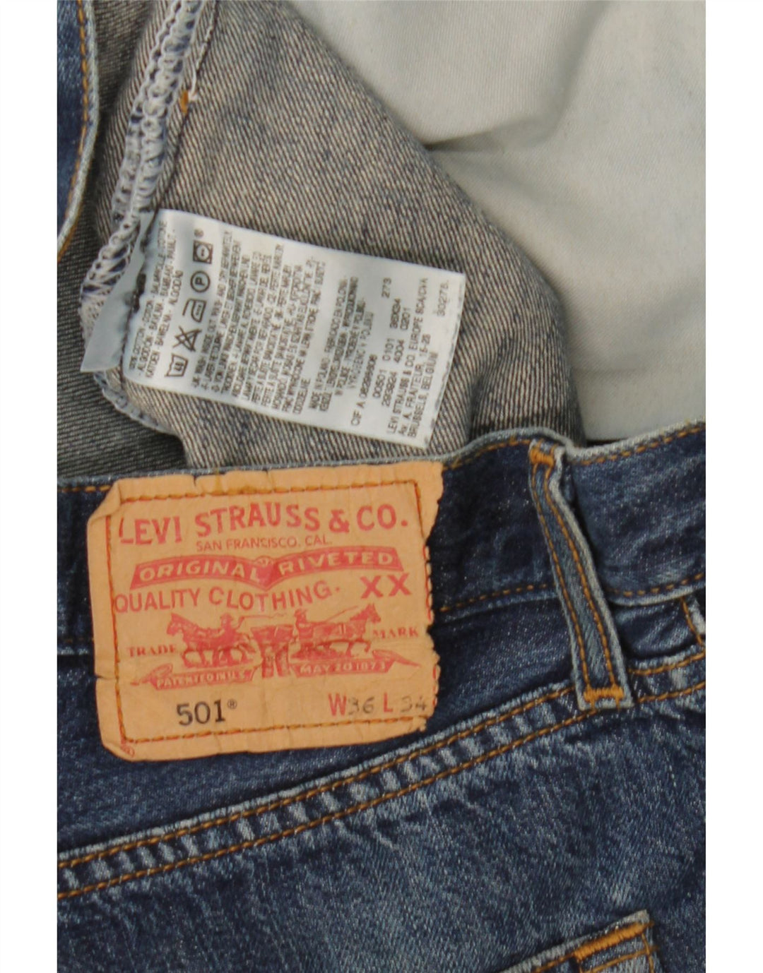 Levi's Herre 501 lige jeans W36 L28 blå bomuld