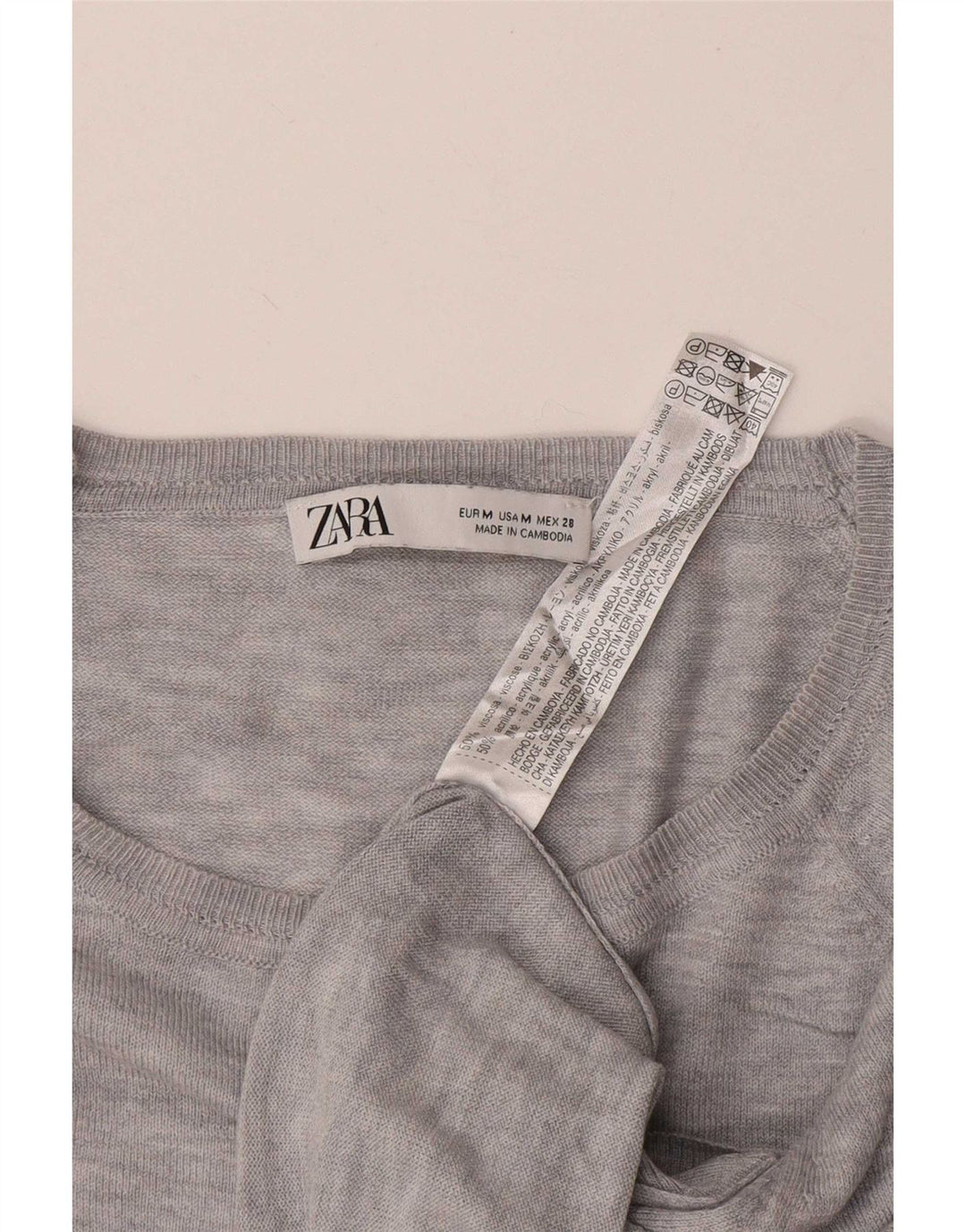 Zara Dame Loose Fit Bluse Top UK 14 Medium Grey Viscose