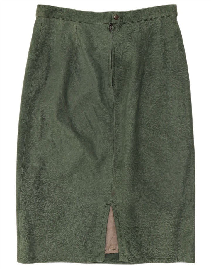 Pierre Cardin Dame Læder Nederdel IT 44 Medium W26 Grøn Blomster