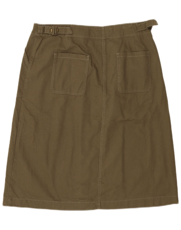 Marks & Spencer Dame A-Line nederdel UK 16 Large W36 Khaki Bomuld