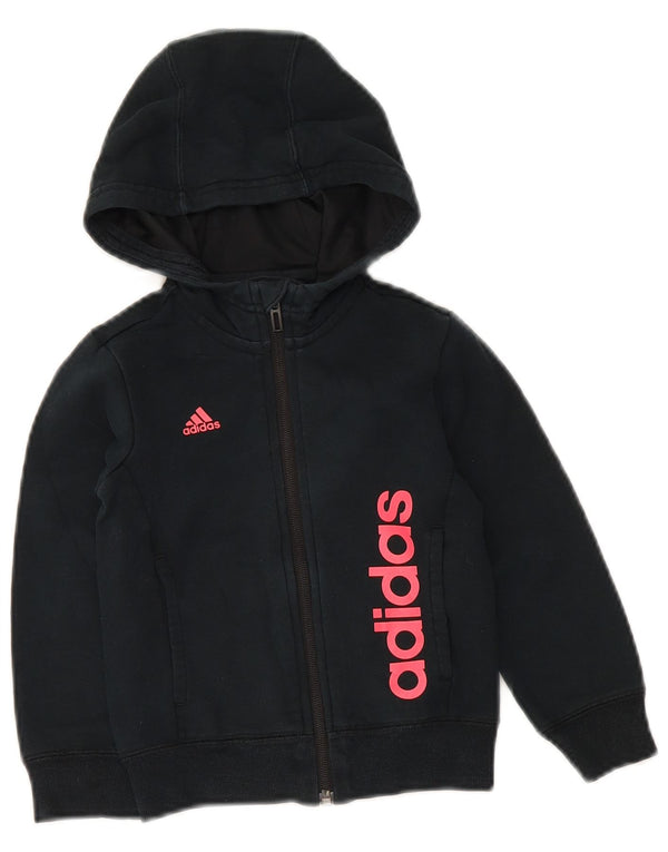 Adidas Girls Climalite grafisk hættetrøje med lynlås 4-5 år Sort