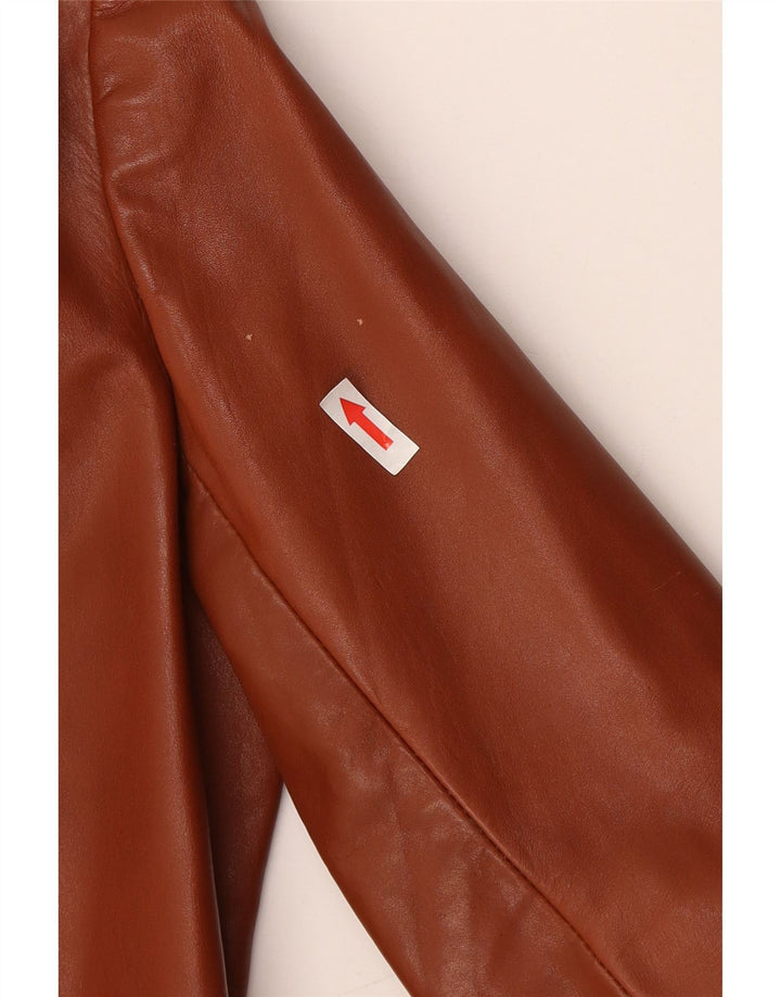 Vintage dame 2-knaps læder blazerjakke UK 4 XS Brun