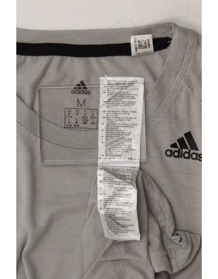 ADIDAS Womens T-Shirt Top UK 12/14 Medium Grey Polyester Vintage Adidas and Second-Hand Adidas from Messina Hembry 