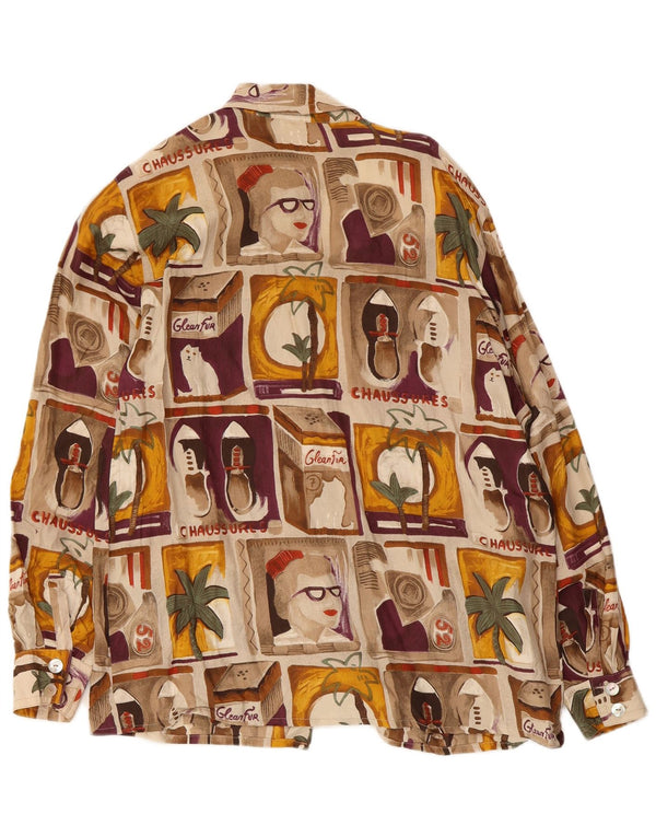 Vintage Womens Shirt Blouse UK 14 Large  Multicoloured Patchwork Silk