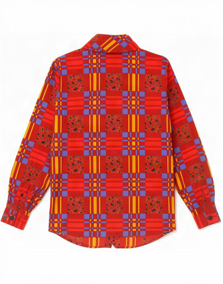 Solange Mondor Dame Skjorte Bluse UK 16 Large Red Patchwork