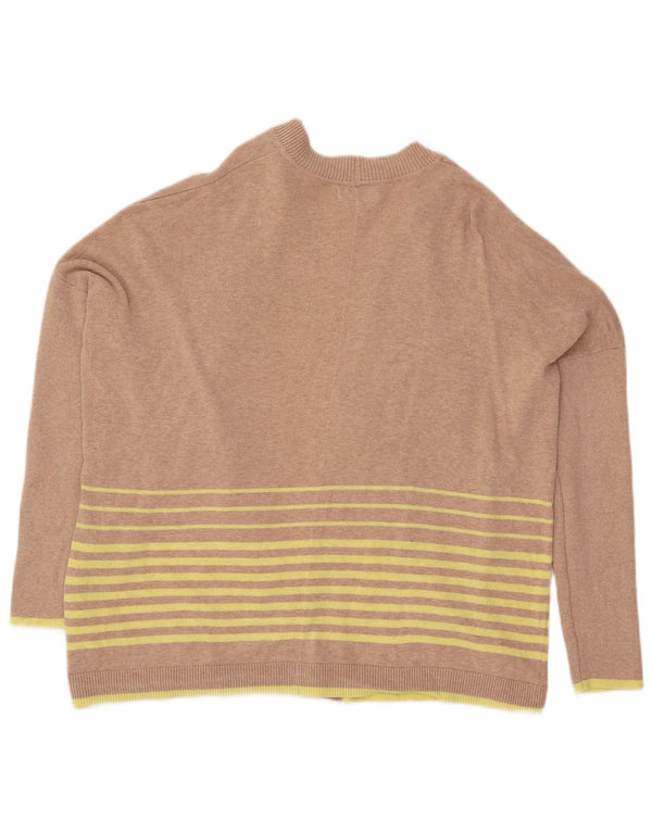 White Stuff Womens Oversized Cardigan Sweater UK 12 Medium Beige Striped