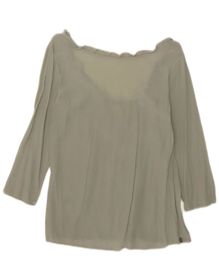 Ottod'Ame Dame 3/4 ærmet bluse Top UK 10 Lille grøn silke