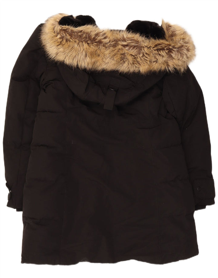 Zara Dame Hætte Polstret Frakke UK 16 Stor Sort Polyester