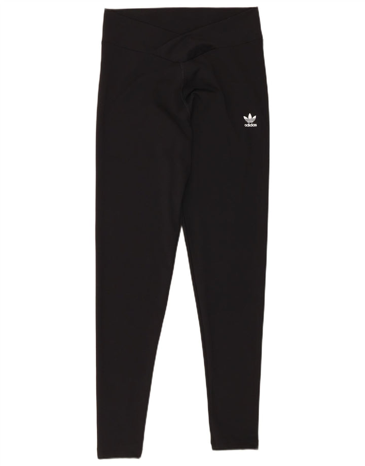 ADIDAS Womens Leggings UK 10 Small Black Polyester