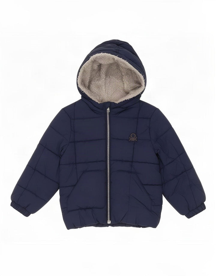 Benetton Boys, polstret hættejakke 2-3 år marineblå polyester