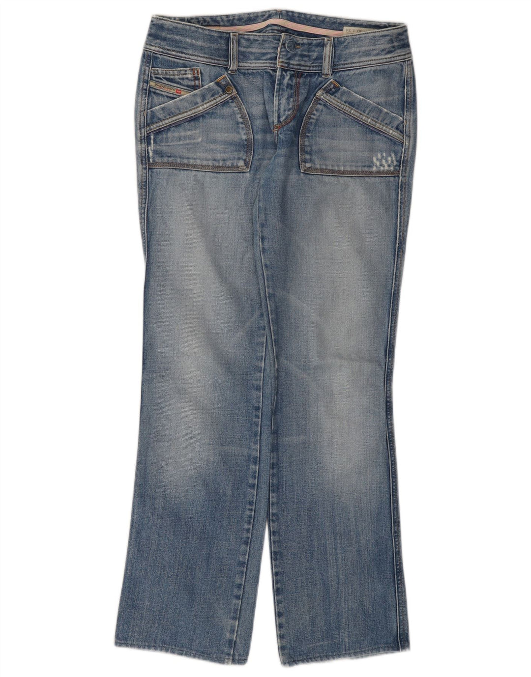 DIESEL Dame Reckfly Straight Jeans W30 L31 Blå Bomuld