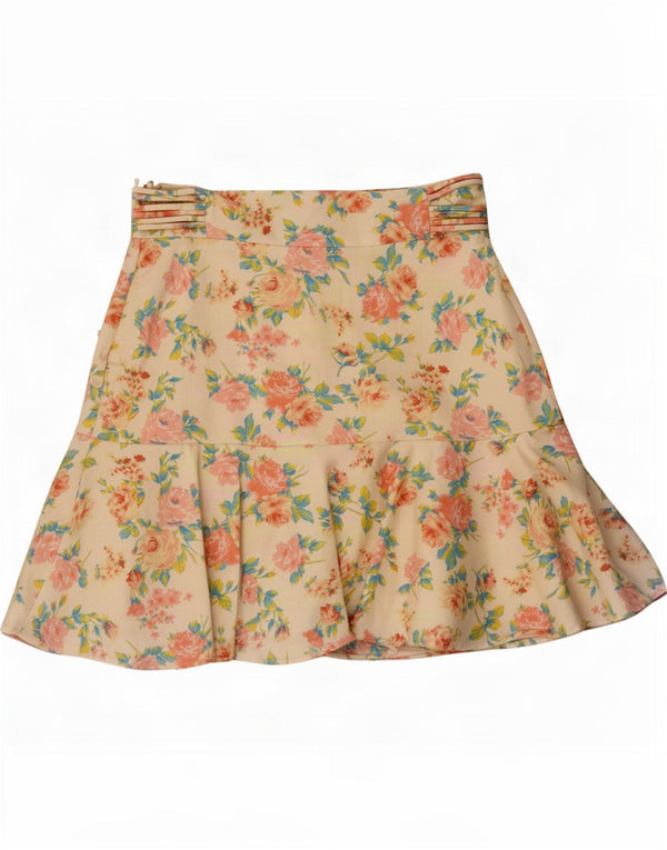 Zara Dame Mini-nederdel XS W24 Off White Blomsterbomuld