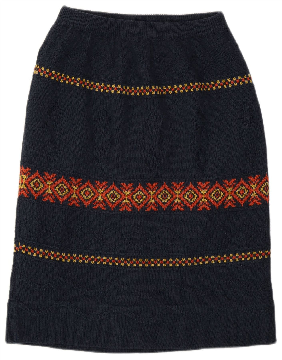 Vintage Midi-nederdel til kvinder W28 Medium Navy Blue Argyle/Diamond