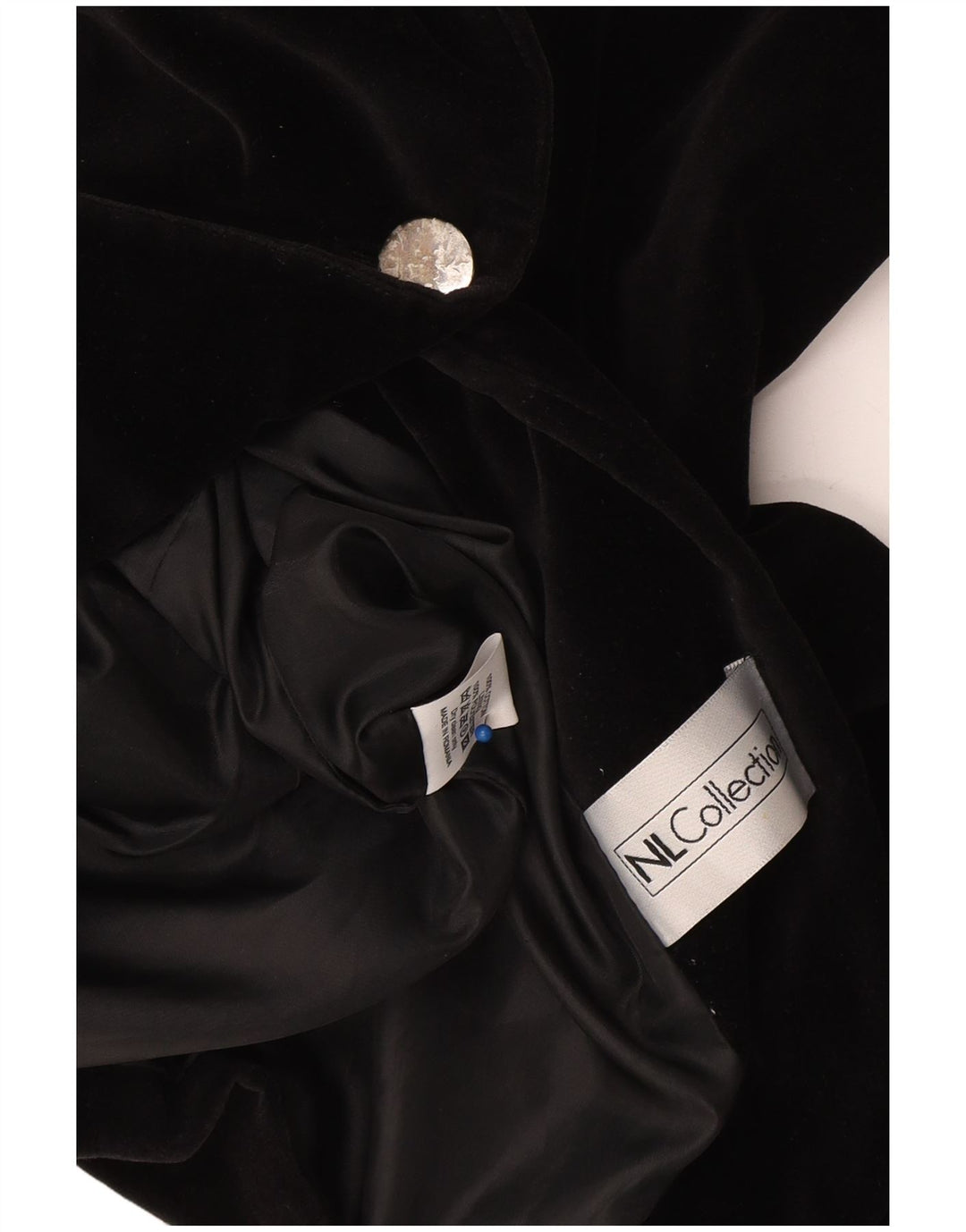 Vintage Dame 1 Knap Velvet Blazer Jacket UK 10 Small Black Bomuld