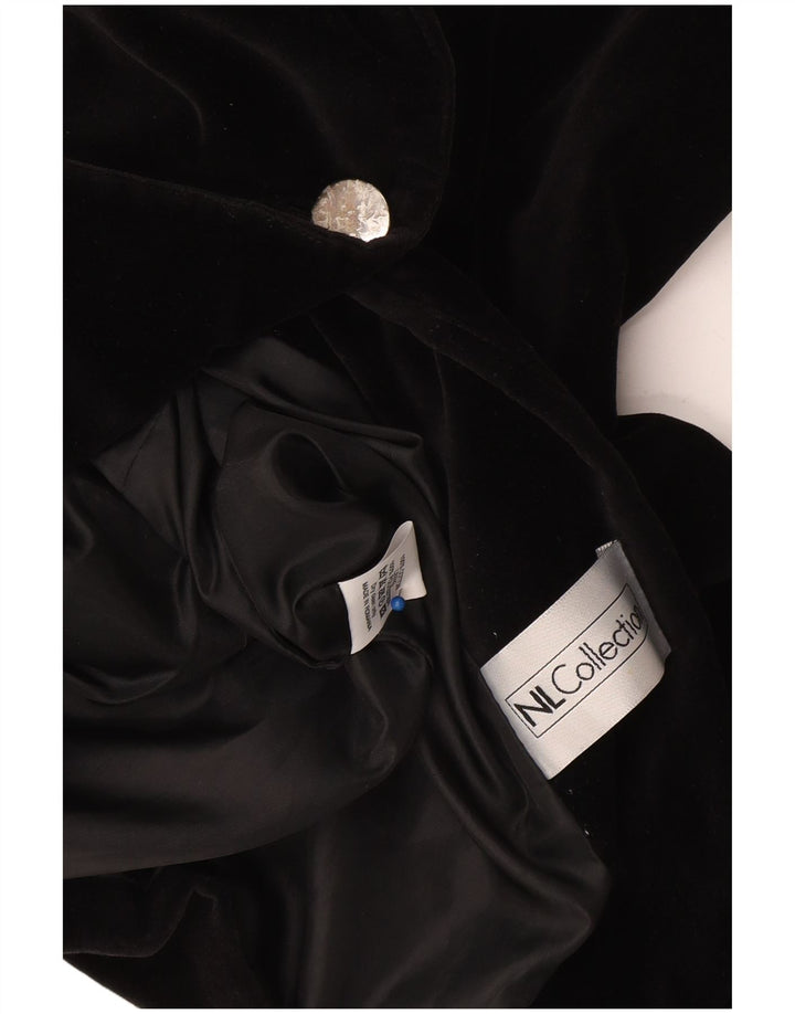 Vintage Dame 1 Knap Velvet Blazer Jacket UK 10 Small Black Bomuld