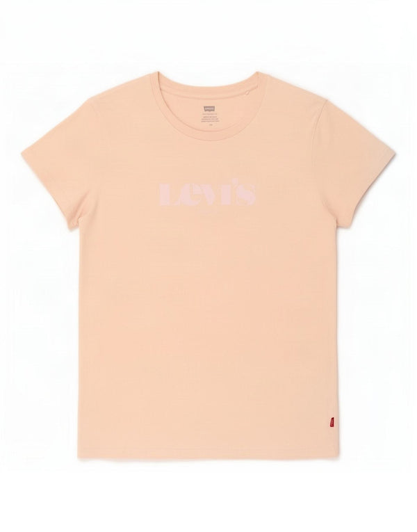 Levi's Kvinder grafisk T-shirt Top UK 14 Stor Pink Bomuld