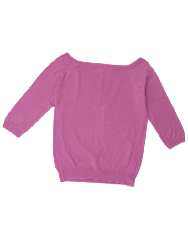Zara Womens Crop 3/4-ærmet bådhalstrøje DK 14 Stor lilla