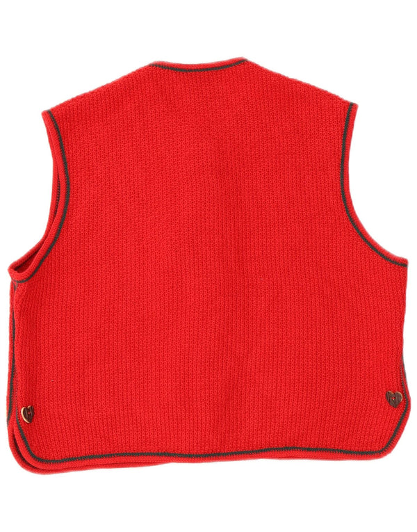 Strickmoden Dame Ærmeløs Cardigan Sweater EU 42 Large Red Floral