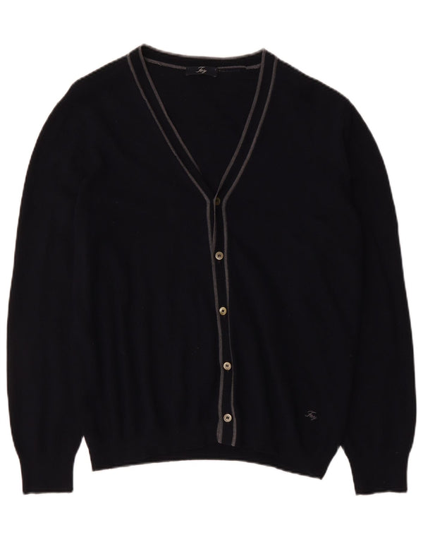 Fay Herre Cardigan Sweater IT 52 Large Navy Blue Virgin Wool