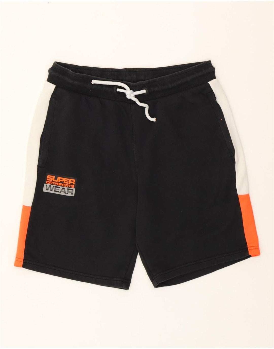 SUPERDRY Grafiske sportsshorts til mænd, store sorte Colourblock Bomuld