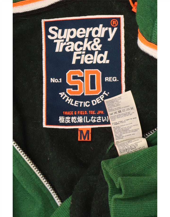 Superdry Herre grafisk hættetrøje med lynlås mellemgrøn bomuld