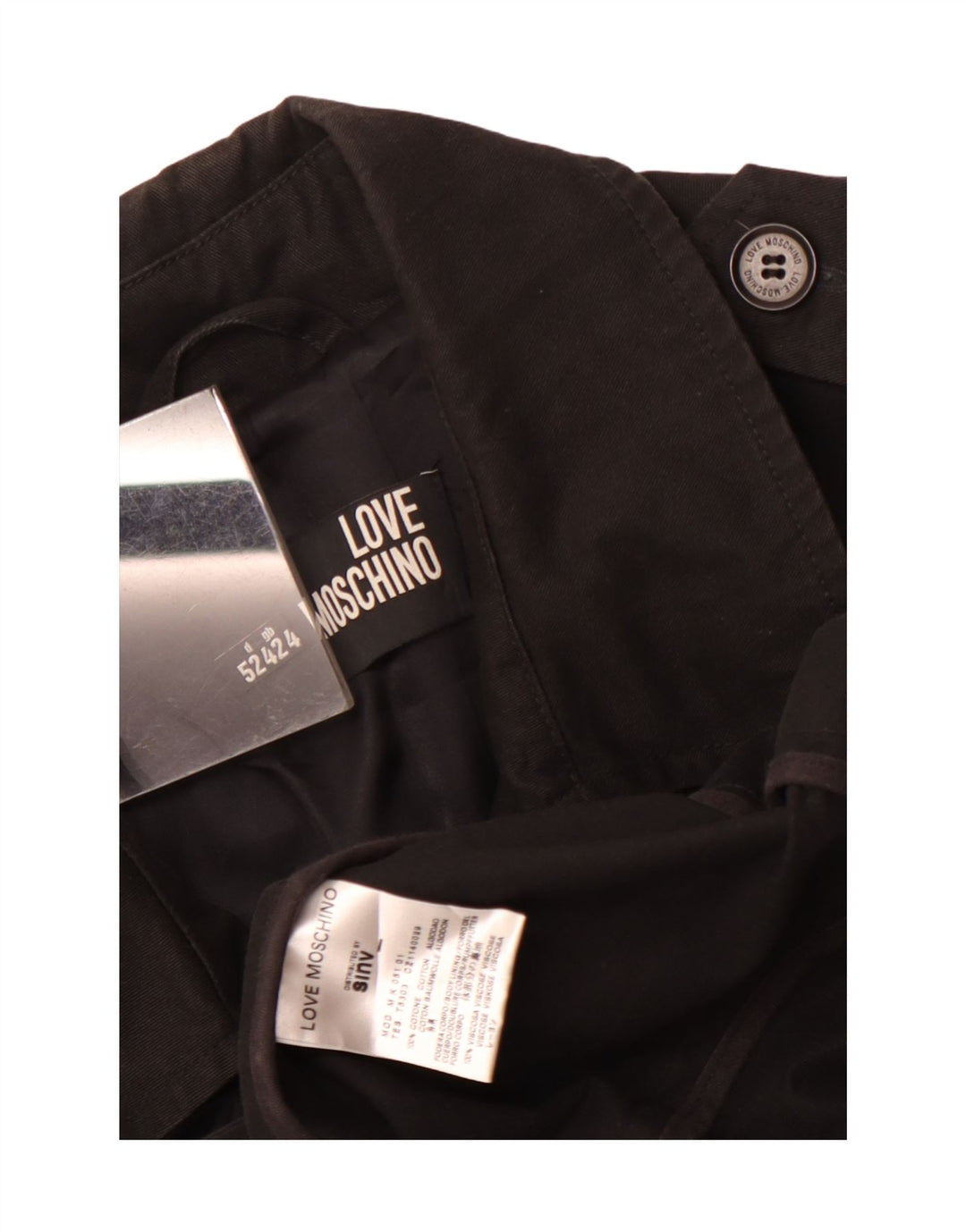 Moschino Herre Pea Coat UK 42 XL Sort Bomuld