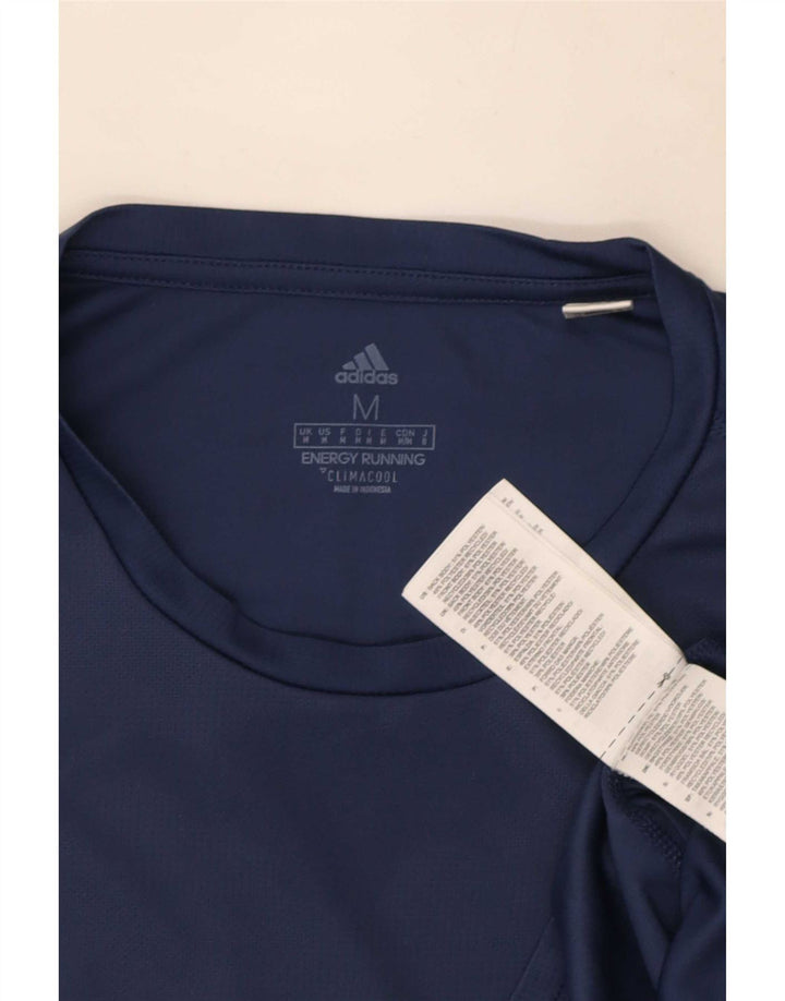 Adidas Herre Climacool T-Shirt Top Medium Navy Blue Camouflage Polyester