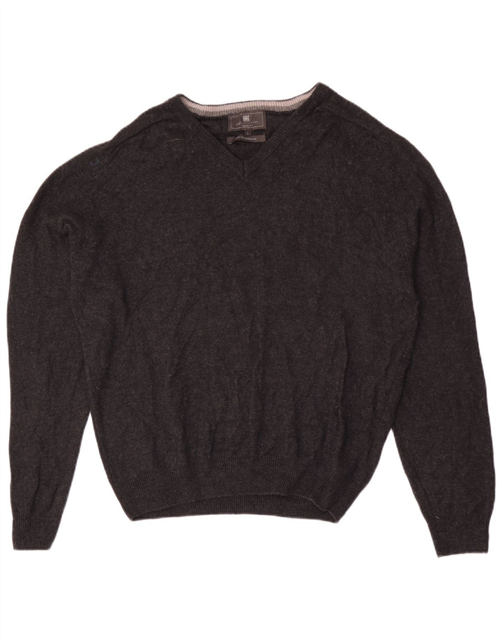 Marks & Spencer Herre Regular Fit V-hals sweater Stor grå uld