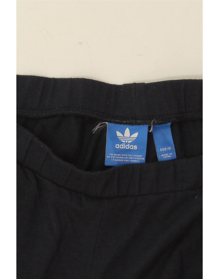 ADIDAS Womens Graphic Leggings UK 12 Medium Navy Blue Vintage Adidas and Second-Hand Adidas from Messina Hembry 