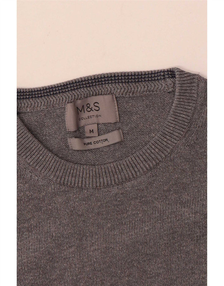 Marks & Spencer Herre sweater med rund hals, mellemgrå bomuld
